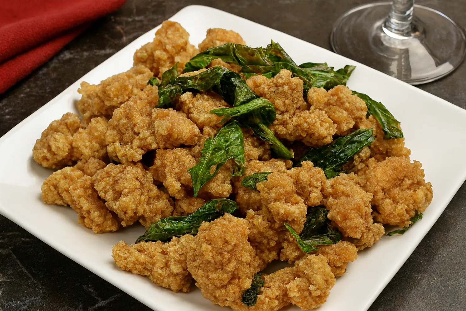 Taiwanese Popcorn Chicken with Basil at OK Canaan Taiwanese Gourmet, Taiwanese-Style Restaurant in Flushing